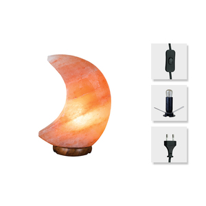 Lampe de sel d'Himalaya en forme de lune rose naturelle de qualité supérieure avec base en bois, vente en gros 2025 - Product Image 2
