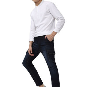 Naimat Abbas Industries - Jeans Cargo de Mezclilla Índigo Oscuro para Hombre, Corte Slim Fit, Casuales, de Algodón Elástico, Impermeables, Resistentes al Viento, Lavado a la Piedra - Product Image 3