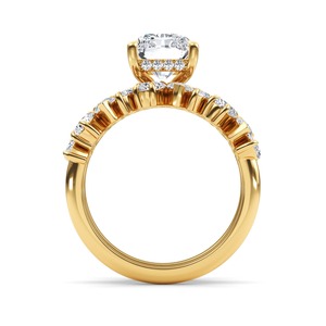 Bague de fiançailles en or rose 10K avec diamants de laboratoire multiformes (rond, marquise, poire, ovale et radiant) 5.01 carats de poids total, luxe - Product Image 6