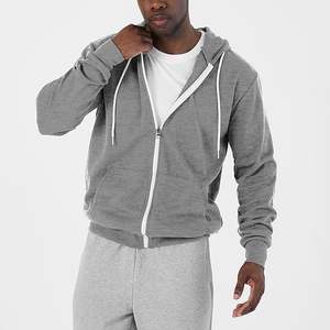 Sweat-shirt à capuche zippé intégral pour homme, coupe ajustée, en molleton épais 100% coton, imperméable, couleur unie, avec logo personnalisé - Product Image 2