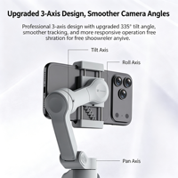 Stabilisateur de smartphone 3 axes, stabilisateur portable pour téléphone avec télécommande sans fil et contrôle du zoom pour la diffusion en direct