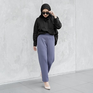 Pantalones Jogger Básicos de Crepé para Mujer, Cintura Alta, Casuales, con Cintura Elástica, Transpirables, con Patrón Sólido, para la Temporada de Primavera - Product Image 4