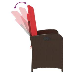 Banc de jardin inclinable 2 places en polyrotin marron, banc de patio confortable - Product Image 6