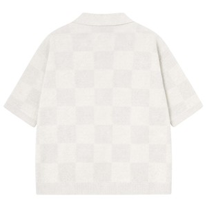 Chemise tricotée à carreaux pour homme, manches courtes, boutonnée, décontractée, légère, pour l'été, vente en gros OEM - Product Image 2