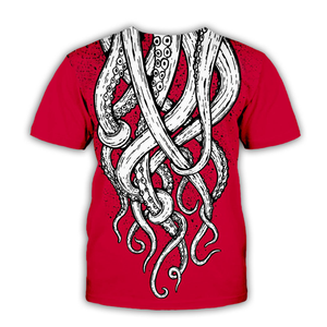 T-shirt imprimé pieuvre style anime pour homme, séchage rapide, polyester et coton, col rond, manches courtes, personnalisable avec logo - Product Image 3