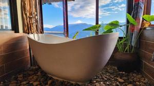 Bañera de Diseño Moderno con Superficie Sólida, Bañera de Piedra Artificial Color Gris Cemento para Apartamento, Hotel, Precio de Fábrica 2026 - Product Image 5