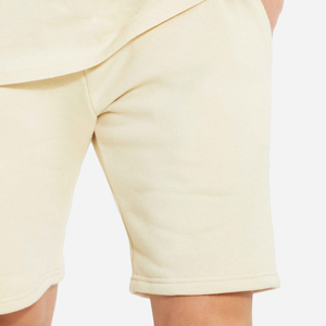 Men's Cream Cotton Crew Neck T-Shirt And Shorts <b>Set</b> Casual Summer Wear <b>Knitted</b> Solid Color 2-Piece Outfit - Product Image 4