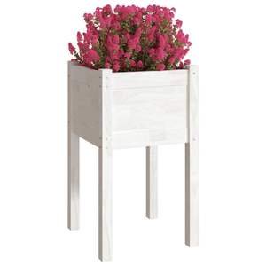 Ensemble de 2 jardinières en pin massif blanc de taille moyenne, pots à fleurs et jardinières - Product Image 3