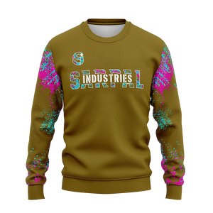 Sweat-shirt à col rond pour homme, couleur olive, avec motif éclaboussures de moutarde sur les manches, logo personnalisé, pull graphique, pour entraînement d'équipe, vêtements d'hiver en gros, OEM - Product Image 1