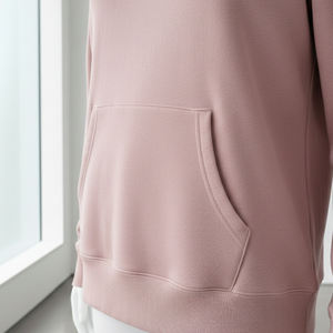 Hoodies sur mesure pour femmes, imprimés DTF personnalisés sur le devant, coupe ample rose pâle, en molleton de coton écologique et coupe-vent - Product Image 2