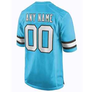 Custom Light Blue American Football Jersey V-Neck Short Sleeve Mesh Breathable 100% Polyester Sublimated Print Front Team - Product Image 2