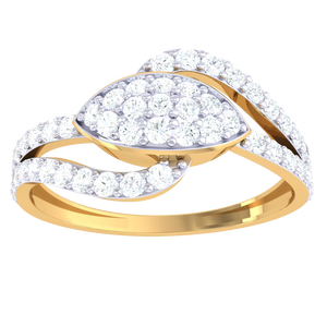 Nouvelle conception de bague en or avec diamants en forme de feuille, bijoux tendance pour cadeau - Product Image 2
