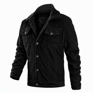 Chaqueta de pana para hombre con forro de sherpa, cuello vuelto, corte regular, informal, para otoño. - Product Image 4