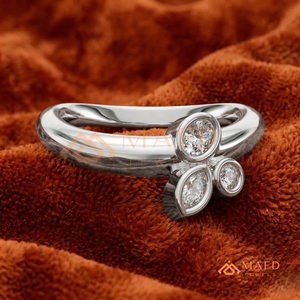 925 Sterling <b>Silver</b> Minimalist 3-Stone Bezel <b>Set</b> <b>Ring</b> Moissanite & Lab-Grown Diamond Cluster Engagement <b>Ring</b> - Product Image 1