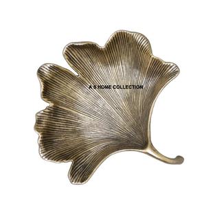 ชามใส่ผลไม้และถั่วทำจากโลหะโบราณสีทองซับในดีไซน์แฟนซีรูปทรงใบปาล์ม - Product Image 1