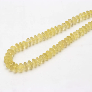 Perles rondelles à facettes en quartz citron naturel 7-9mm 16 pouces pour la fabrication de bijoux avec pierres précieuses naturelles - Product Image 1