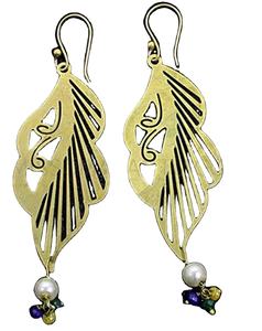 Modernos Pendientes de Flor Bohemia en Latón Chapado en Oro, Joyería de Zafiro Hecha a Mano, Elegante y de Alta Calidad, Personalizable - Product Image 6