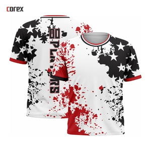 เสื้อเจอร์ซีย์ถักแบบสวมคอ ทรงสปอร์ต สำหรับทีมกีฬา  พร้อมโลโก้แบบกำหนดเองด้านหน้า  ลายธงชาติ  แบบซับลิเมชั่น - Product Image 4