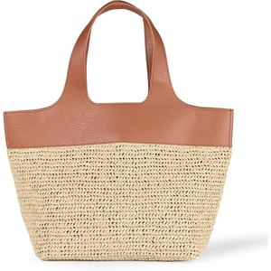 Sac fourre-tout élégant en cuir PU pour femme, grande capacité, design minimaliste, sac à bandoulière avec deux sangles rayées pour le quotidien et le bureau - Product Image 5