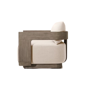 Outdoor <b>Teak</b> Lounge <b>Chair</b> Upholstered Accent Armchair Modern Patio Seating - Product Image 4