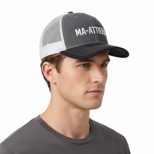 Men's Charcoal Gray Trucker Cap Mesh <b>Back</b> Snapback Baseball Hat Custom Embroidered Streetwear - Product Image 2