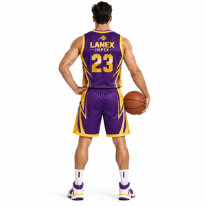 Uniformes d'équipe de basket-ball violets directement de l'usine, maillots de basket-ball personnalisés et shorts assortis pour hommes, vêtements de sport haute performance - Product Image 4