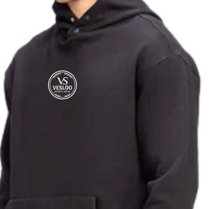 <b>Men's</b> Regular Fit Hoodie Black Fleece Fabric Rubber Patch Hood Snap Buttons Hooded Sweatshirt Casual Streetwear OEM ODM - Product Image 6