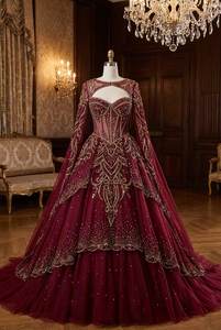 Vestidos de Noche Formales con Cuentas Personalizados OEM, Vestido de Fiesta de Tul con Bordado de Perlas Hecho a Mano de Lujo para Mujer, Proveedor al por Mayor de Alta Calidad - Product Image 3