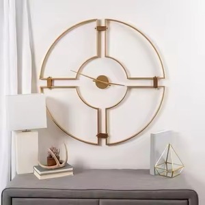 Modern Black Metal Wall <b>Clock</b> Abstract Geometric Design Quartz Analog 60cm Oversized Minimalist Living Room <b>Clock</b> - Product Image 2
