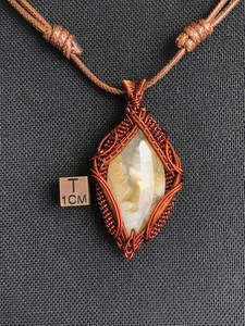 จี้หินสีขาวทำมือ หุ้มลวดทองแดงโบราณ ชุบทอง 18K เครื่องประดับงานฝีมือสุดหรูสำหรับงานหมั้น งานแต่งงาน และงานเลี้ยง - Product Image 2