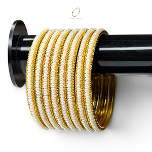 Wholesale Premium Gold Plated Pearl Bangles Set for Women Traditional Indian Bridal Fashion Jewelry at Lowest Price - Product Image 4