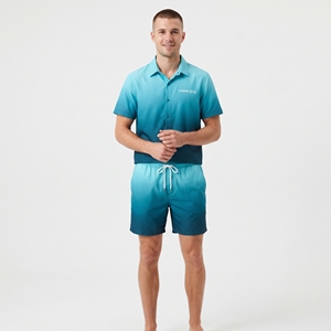 Conjunto de Dos Piezas de Camiseta de Manga Corta y Pantalones Cortos Sublimados Personalizados para Hombre, Ropa Casual de Playa, Verano y Resort - Product Image 3