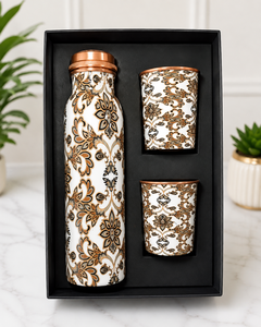 Juego de Botella de Cobre con 2 Vasos, Diseño Artesanal de Unicornio, Ecológico, Impreso, Hecho a Mano, Estilo Tradicional Indio - Product Image 4
