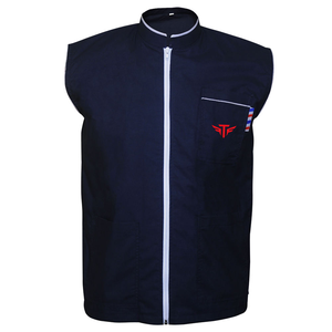 Tactus Industries Professional Barber Shirt Jacket for <b>Men</b> <b>Black</b> Sleeveless 2 Pockets for Barber Tools One Way Zipper Breathable - Product Image 1