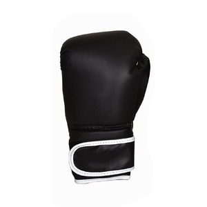 Gants de boxe en cuir à lacets, équipement d'entraînement professionnel pour adultes, noir avec bande argentée - Product Image 2