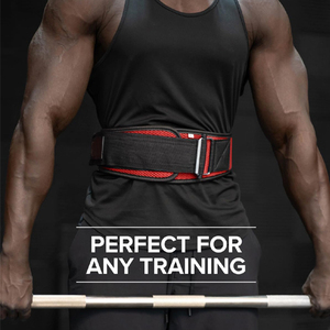 <b>Red</b> Adjustable Waist Support <b>Belt</b> Breathable Polyester Hook Loop Closure Unisex Strength Training Weight Lifting Fitness Safety - Product Image 5