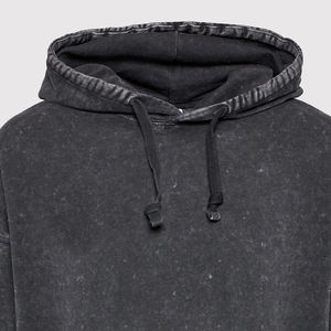 Sweat-shirt à capuche zippé pour homme, coupe classique, noir uni, 100% coton molletonné 300g, impression numérique, vêtement décontracté d'automne avec poche - Product Image 5