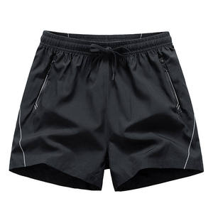 <b>Men's</b> Summer Casual Beach Board Shorts Quick-Drying Black Canvas <b>Trunks</b> Elastic Drawstring Breathable Mid-Waist Short - Product Image 1