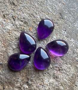 5 cabochons en améthyste en forme de goutte d'eau, pierres précieuses de qualité supérieure, polies, pour la fabrication de bijoux, vente en gros - Product Image 6