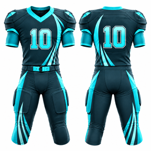 Uniforme de Fútbol Americano Personalizado, Conjunto de Poliéster con Cuello en V, Manga Corta, Jersey Ajustado que Absorbe la Humedad, Pantalones para Adultos - Product Image 4