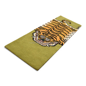 Tapis tibétain tufté à la main, motif tigre, à poils ras, en laine verte, rectangulaire, vente en gros - Product Image 6