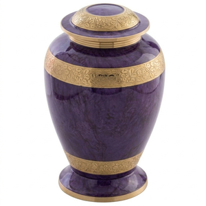 Urnes funéraires pour adultes en laiton fini marbre aqua/turquoise, durables, avec bandes décoratives dorées, pour cendres humaines. - Product Image 5