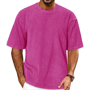 T-shirt Homme Oversize 100% Coton Délavé à l'Acide Violet Manches Courtes Col Rond Style Urbain Uni Vente en Gros 2026 ODM OEM - Product Image 6