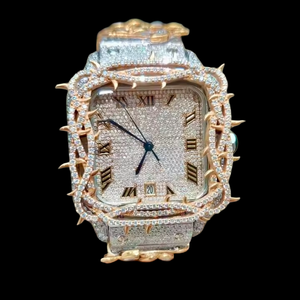 Custom Stunning Full Iced Out Round Moissanite Diamond Classic Date and Roman Numeral 925 Silver Diamond <b>Watch</b> <b>For</b> <b>Men</b> Gift - Product Image 3