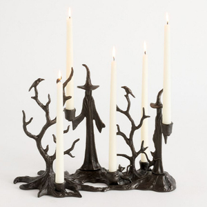 Porte-bougie en aluminium moulé noir pour centre de table, thème sorcière, pour Halloween - Product Image 1