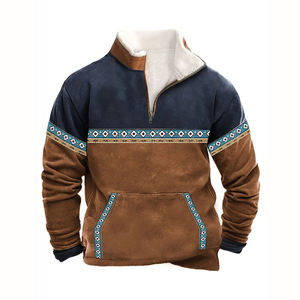 Men's Heavyweight Half Zip Pullover Sweatshirt Oversized <b>Mock</b> <b>Neck</b> Plain Cotton Custom Streetwear <b>Top</b> - Product Image 1