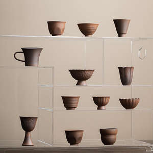 Pots et tasses rustiques arabes, soucoupes à thé en céramique artisanales, collection de poteries de style rustique - Product Image 2