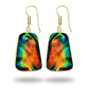 Pendientes de botón chapados en oro hechos a mano para mujer, regalo de aniversario chapado en oro para mujer, pendientes de botón chapados en oro con ópalo negro genuino - Product Image 5