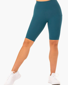 Women's Lightweight Seamless Solid Biker Gym <b>Tights</b> High Waist Breathable <b>Knitted</b> Fabric Spandex/Polyester 180g - Product Image 2