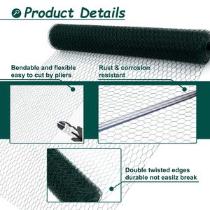 Rete Metallica Esagonale Zincata di Grandi Dimensioni 60M, Verde Antiruggine per Giardini e Pollai - Product Image 3